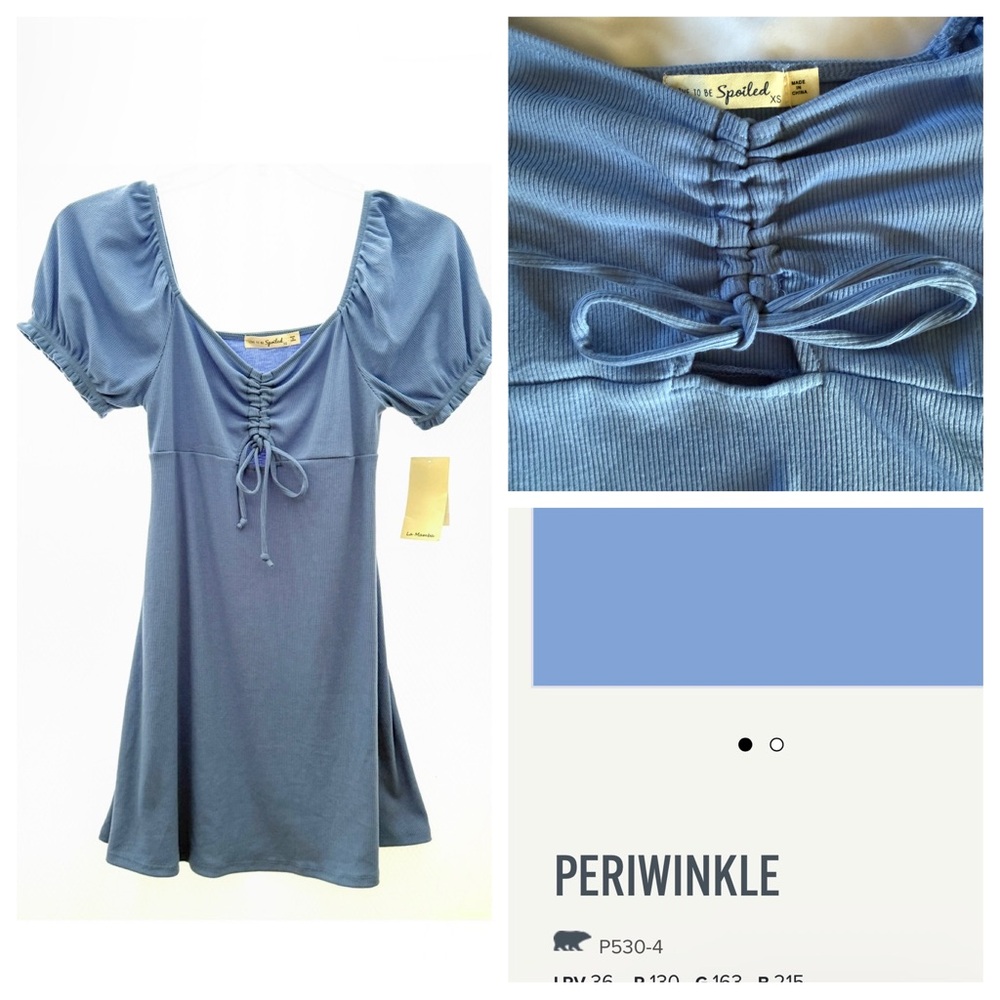 Live To Be Spoiled Blue Puff Sleeve Dress with Key Hole Underbust - Juniors XS